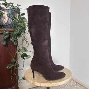 Vintage 90s 2000s knee high square rounded toe high heel boots Size 7.5